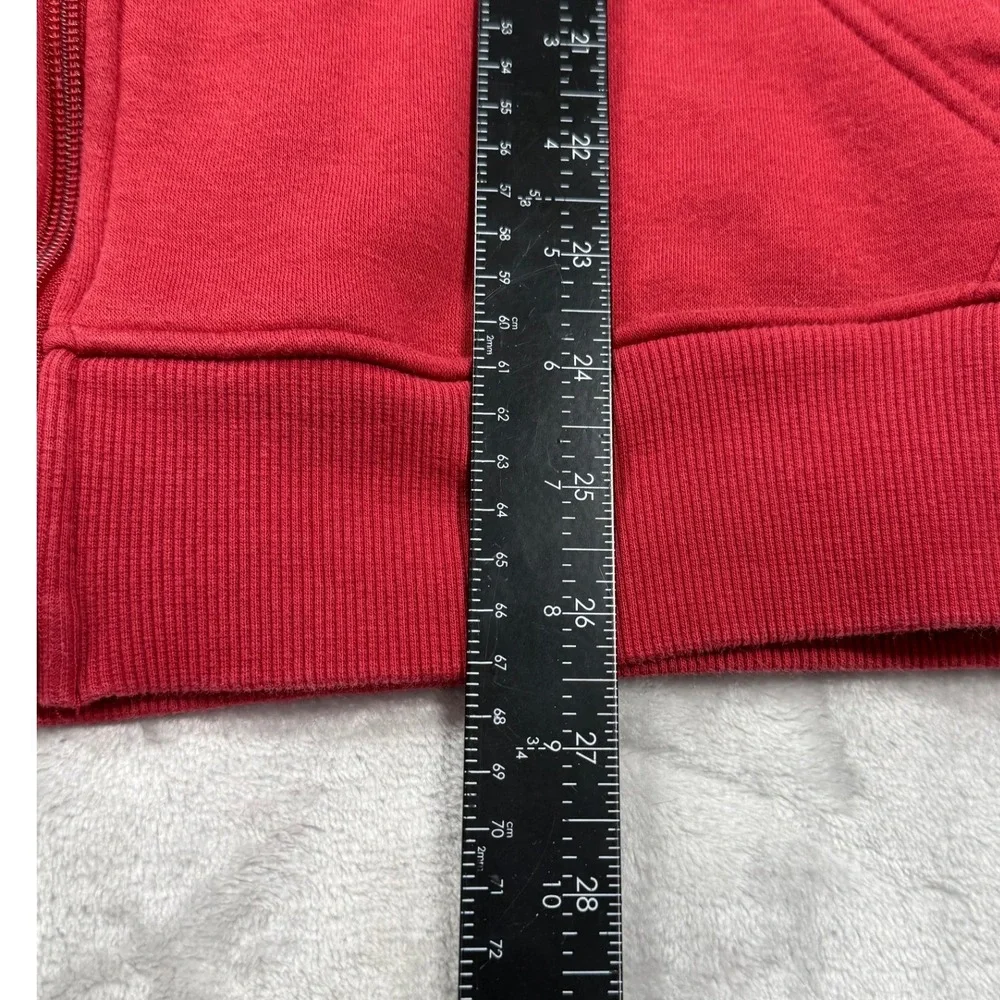 True Religion Mens Med. Red Logo Tape Zip Up Hoodie Horseshoe Patch Sweatshirt